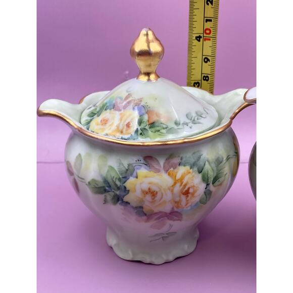 VTG Bareuther Porcelain Creamer Sugar Bowl Waldassen Bavaria Germany Hand Paint - Picture 11 of 12